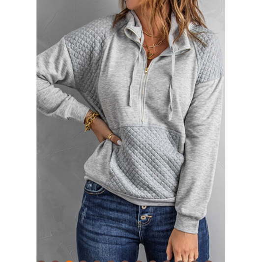 Quilted Half Zip Sweatshirt