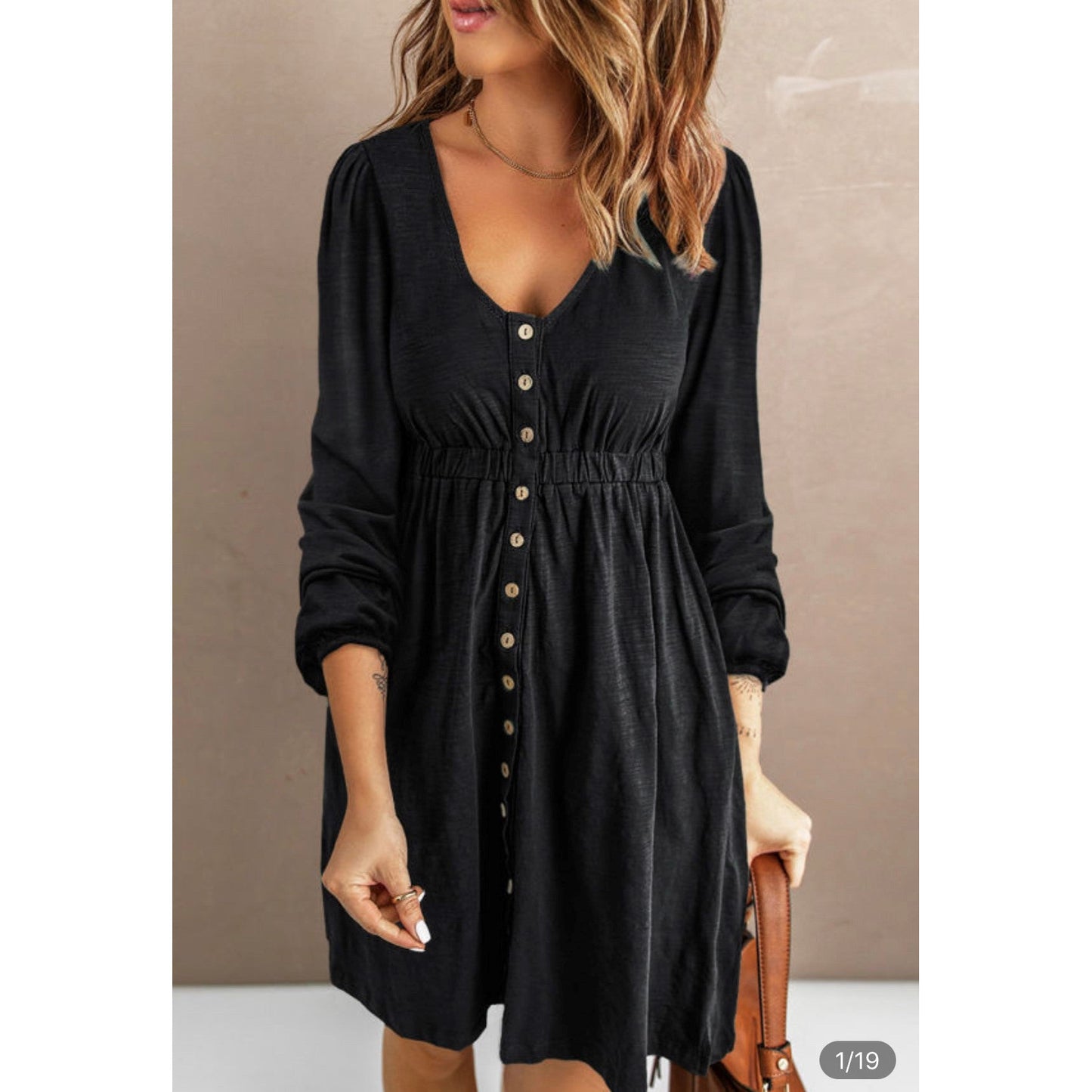 Button Detail Dress (2 Colors)