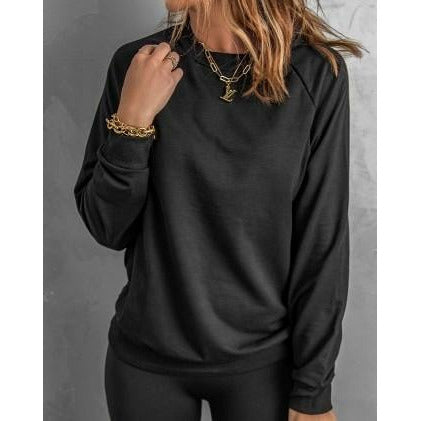 Crew Neck Raglan Sleeve Sweatshirt (2 colors)