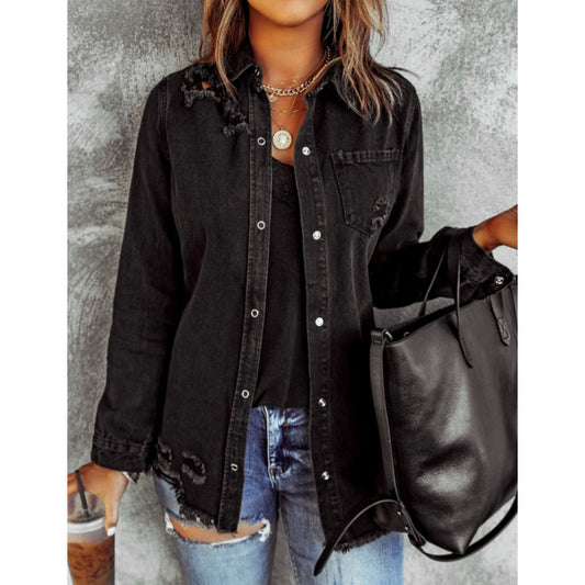 Black Ripped Denim Jacket