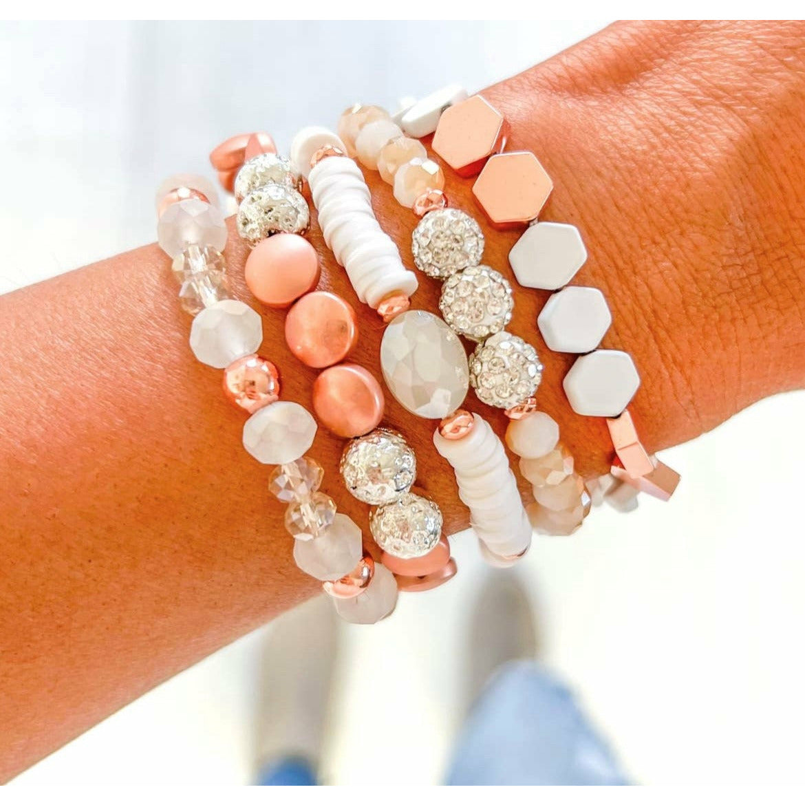 * Rose Gold & White Bracelet Stack