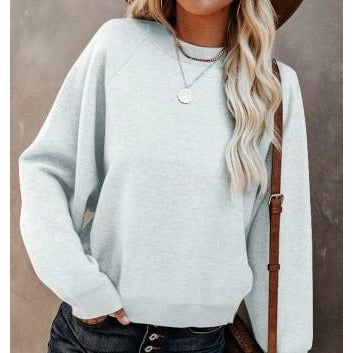 Crew Neck Raglan Sleeve Sweatshirt (2 colors)