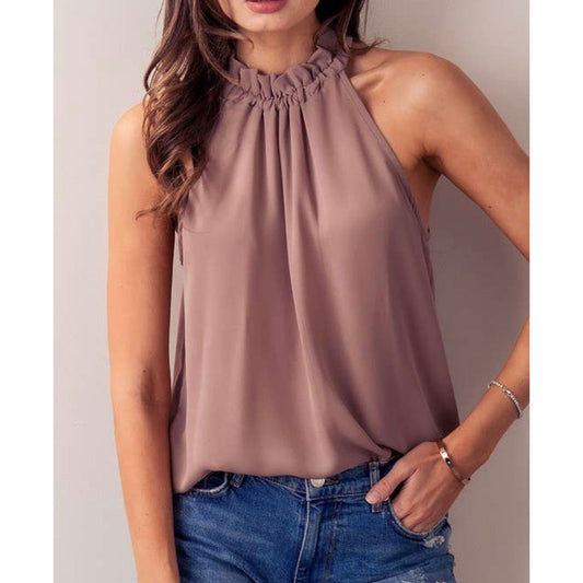 Mock Neck Halter Top