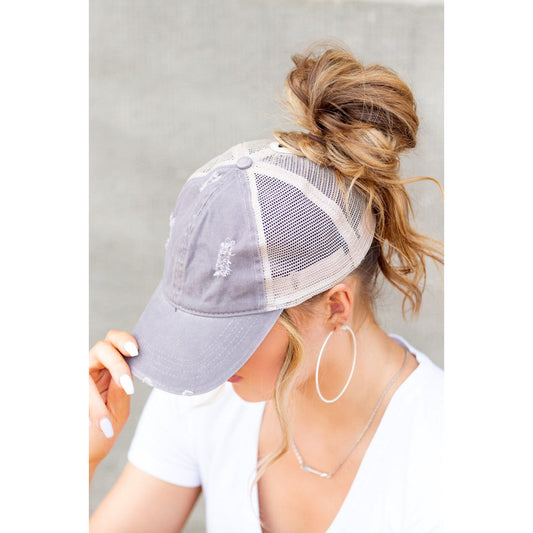 Gray Distressed Hat