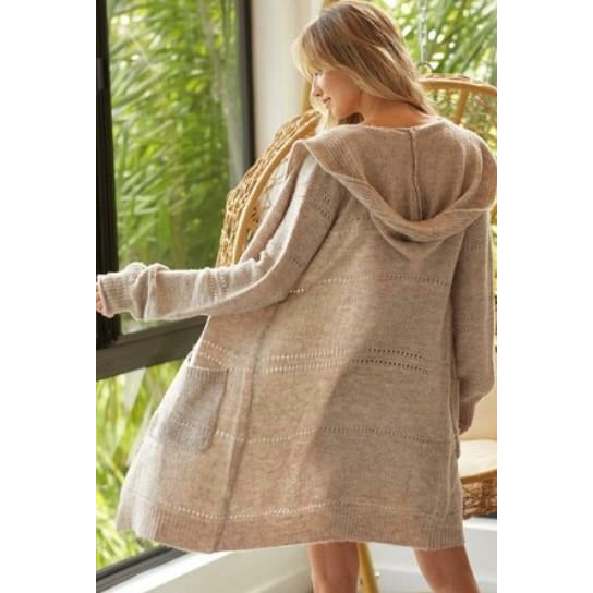 Hooded Cardigan- Open Front