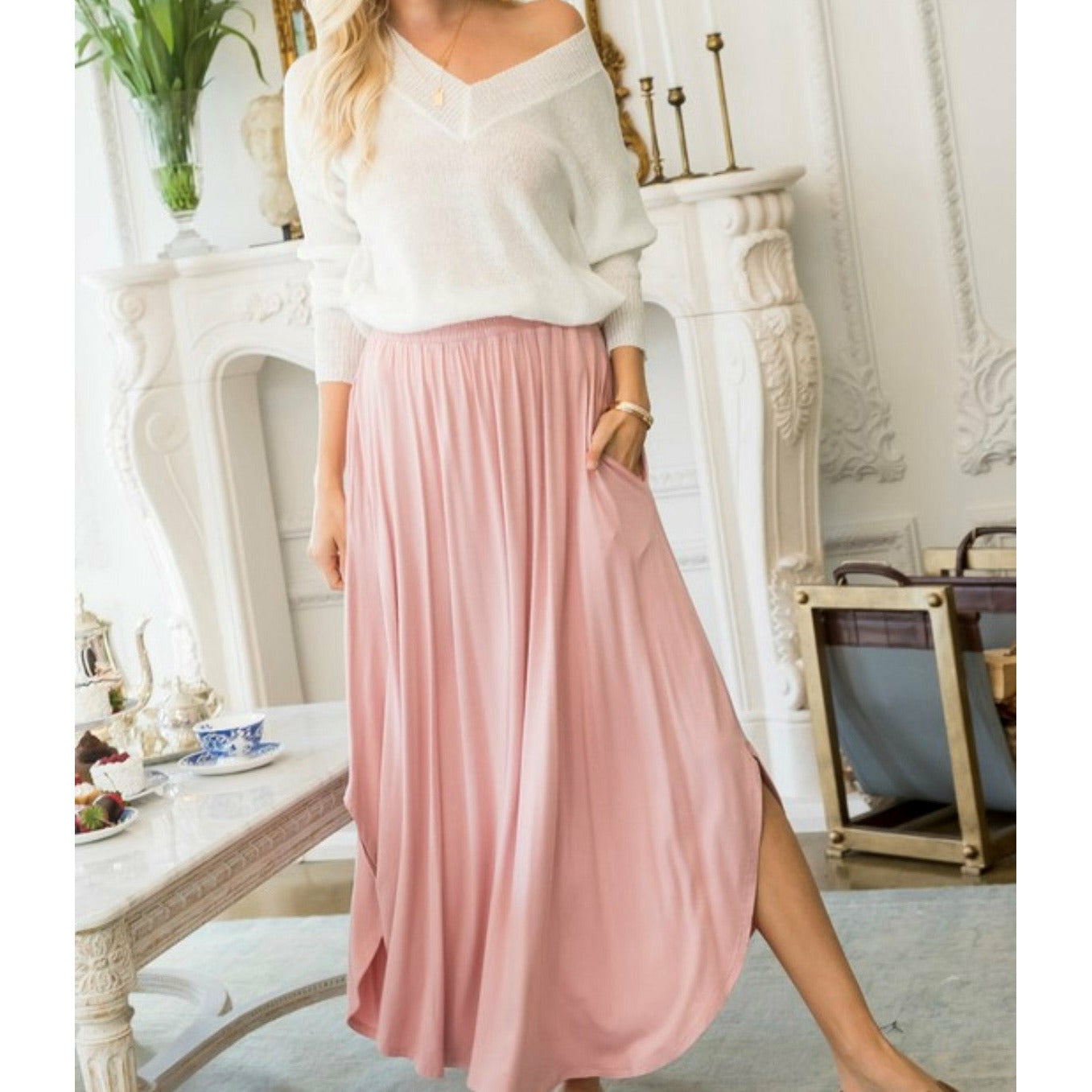 Maxi Skirt w/ Pocket Detail (2 Colors)