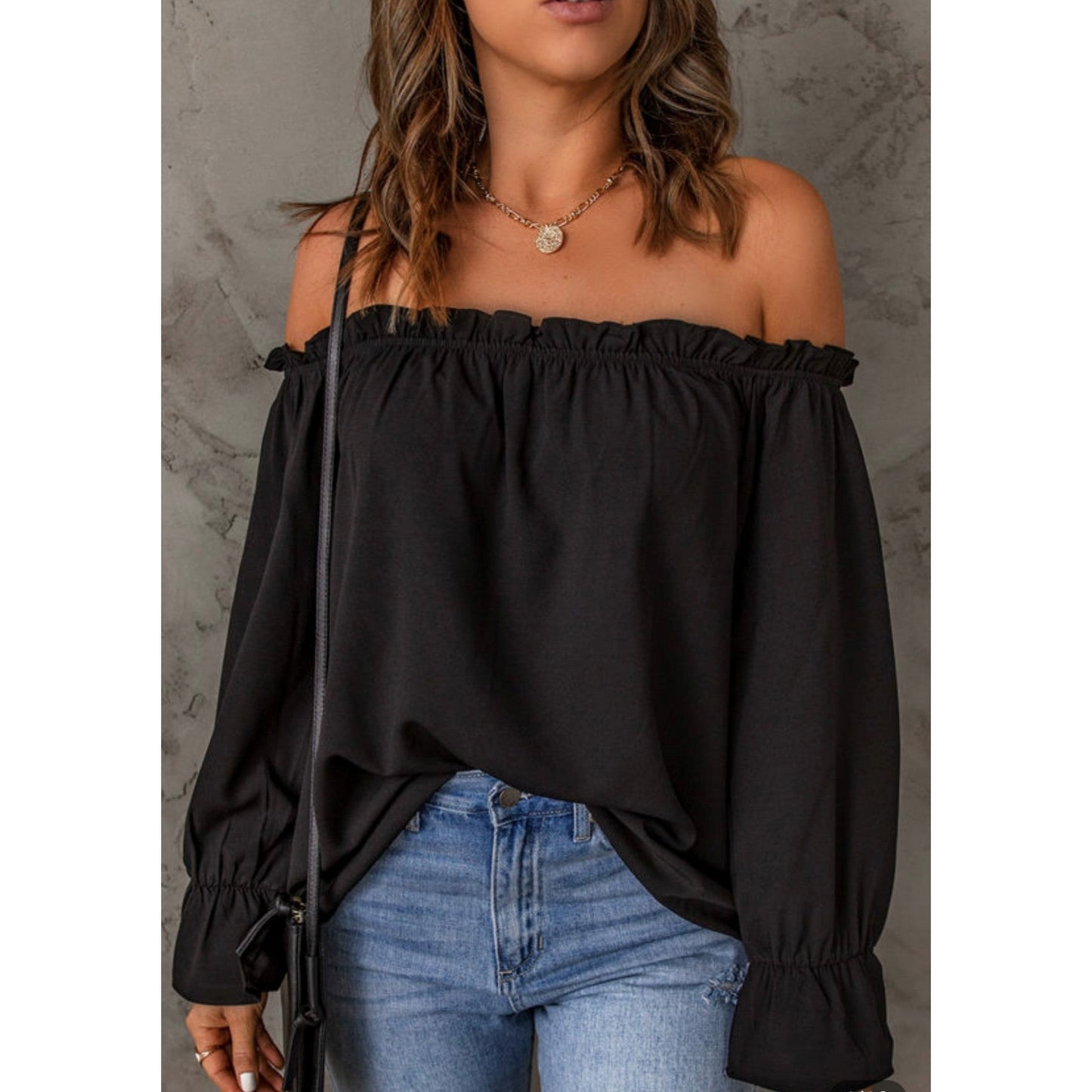 Black Off Shoulder Long Sleeve