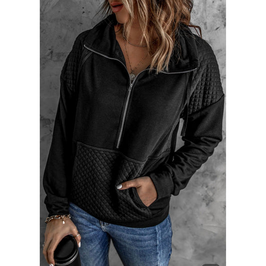 Black Quilted Pullover