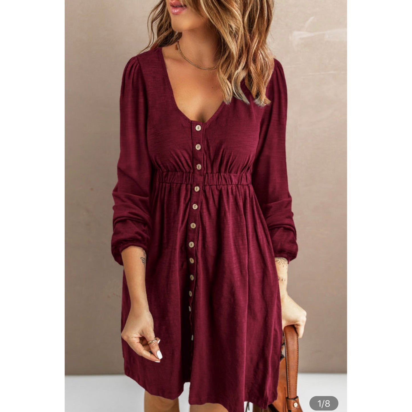 Button Detail Dress (2 Colors)