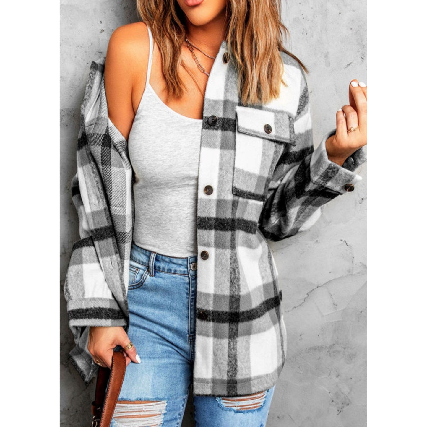 Grey Plaid Shacket