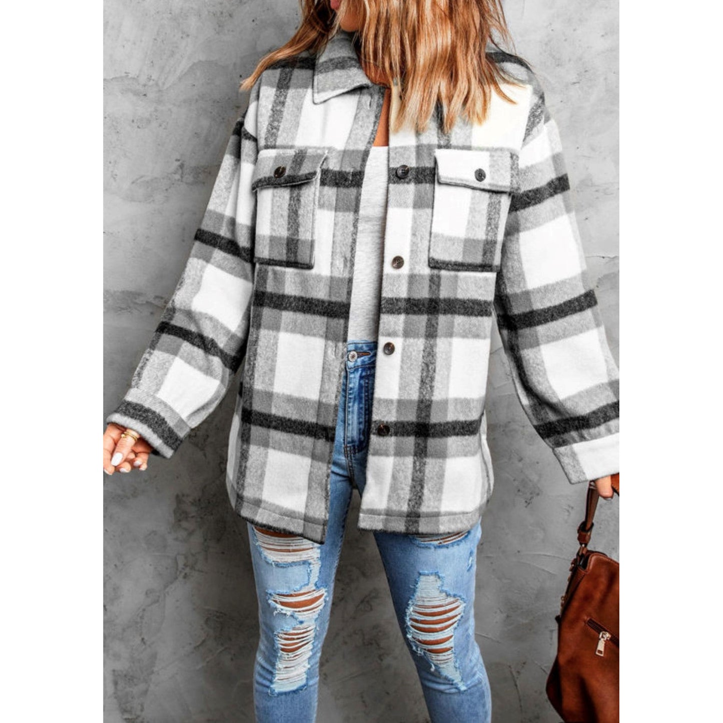 Grey Plaid Shacket