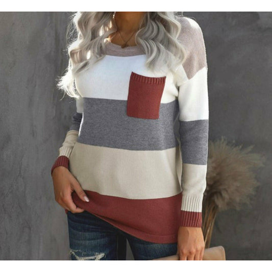 Colorblock Sweater with Pocket