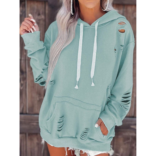 Distressed Hooded Sweatshirt (2 Colors)