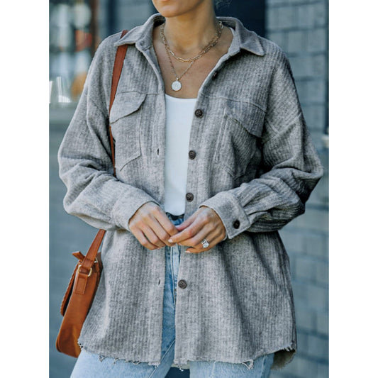 Gray Textured Shacket