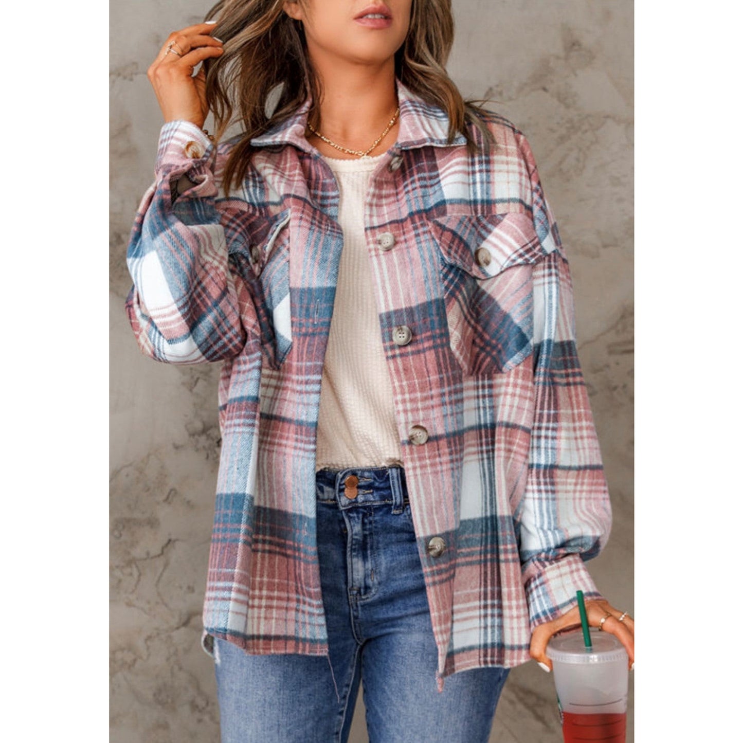 Pink Plaid Shacket